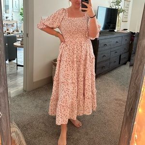 Floral puff sleeve maxi dress
